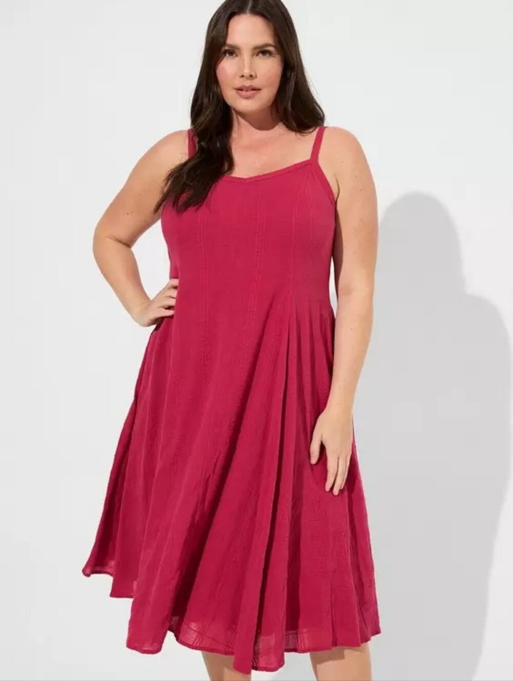 Torrid Midi Textured Cotton Sleeveless Trapeze Dress Women's Plus Size 4X Nwt